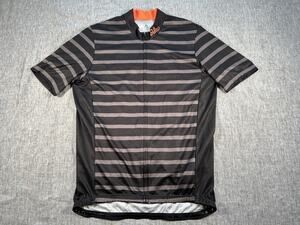 Odlo Cycling Jersey Mens Large Stripes Full Zip Pockets Bicycle Sportswear